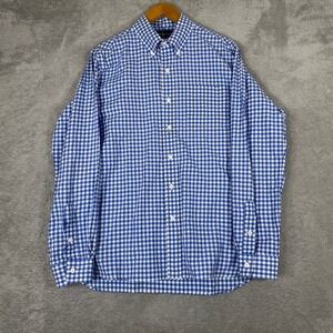 Ralph Lauren Button Down Shirt Mens Large Blue Gingham Plaid Long Sleeve Pocket